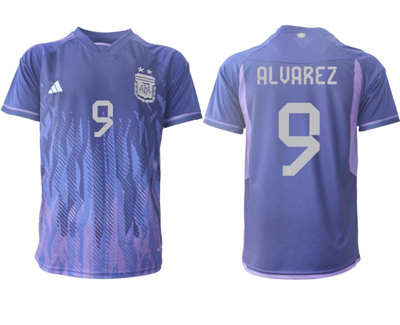 Men 2022 World Cup National Team Argentina away aaa version purple 9 Soccer Jersey